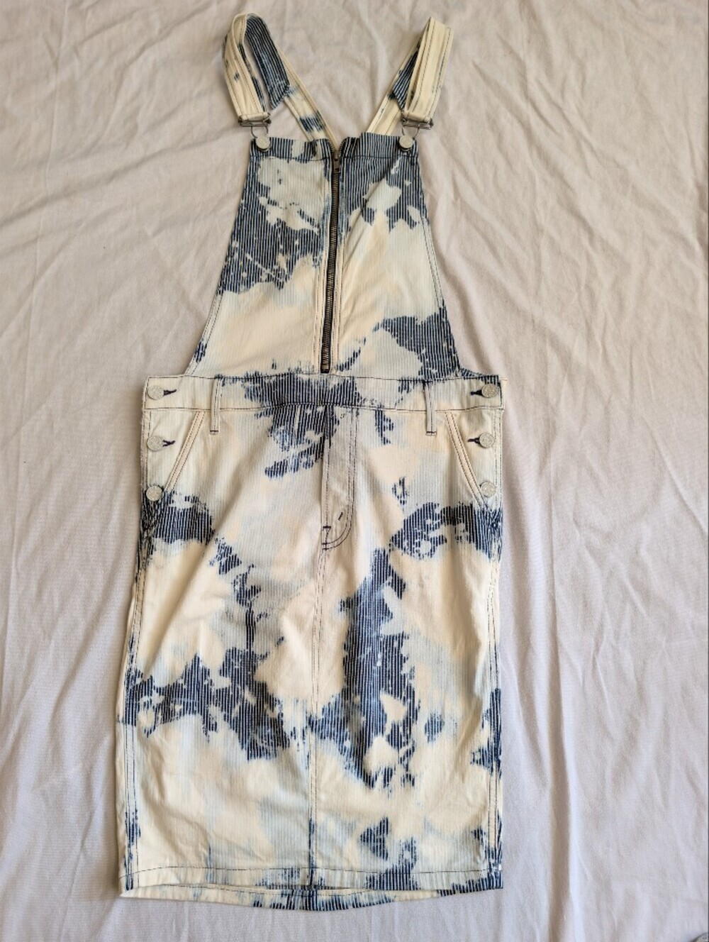 Mother Overall Drop Out Dress in Road Splatter size 27